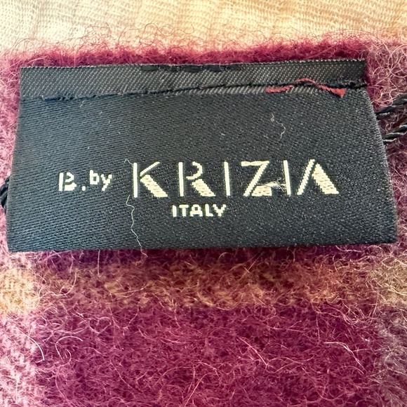 Krizia  Burgundy Plaid Wool Scarf 🇮🇹 - 12" x 62" - Picture 6 of 10